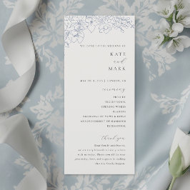 Delicate Blue Floral Wedding Programmakaart