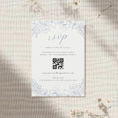 Delicate Blue Floral Wedding QR code RSVP