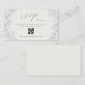 Delicate Blue Floral Wedding QR code RSVP Informatiekaartje (Voorkant / Achterkant)