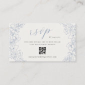 Delicate Blue Floral Wedding QR code RSVP Informatiekaartje (Voorkant)