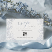 Delicate Blue Floral Wedding QR code RSVP Informatiekaartje