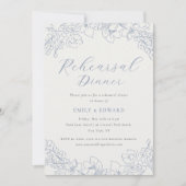 Delicate Blue Floral Wedding Rehearsal Dinner Kaart (Voorkant)