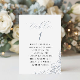 Delicate Blue Floral Wedding Seating Chart Kaart