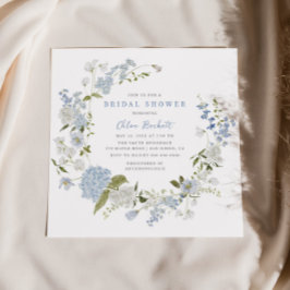 Delicate Blue Floral Wreath Vrijgezellenfeest Kaart