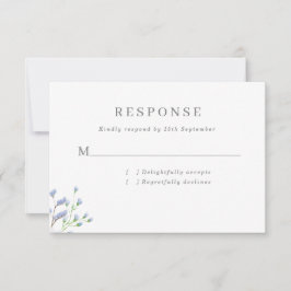 Delicate Blue French Regency Flowers Wedding RSVP Kaartje