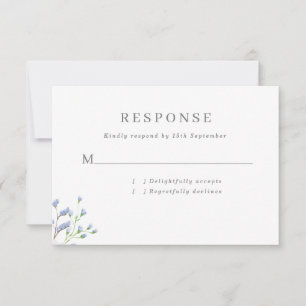 Delicate Blue French Regency Flowers Wedding RSVP Kaartje