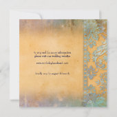 Delicate Blue Grunge Damask Lace Wedding Kaart (Achterkant)
