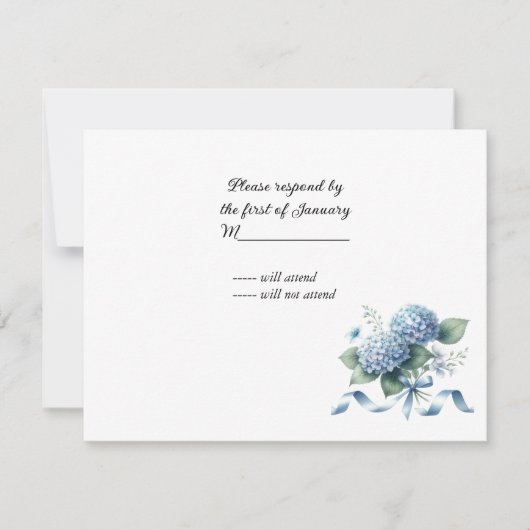 Delicate Blue Hydrangea Wedding RSVP (Voorkant)