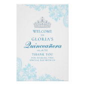 Delicate Blue Lace Quinceanera Welcome Sign Perfect Poster (Voorkant)