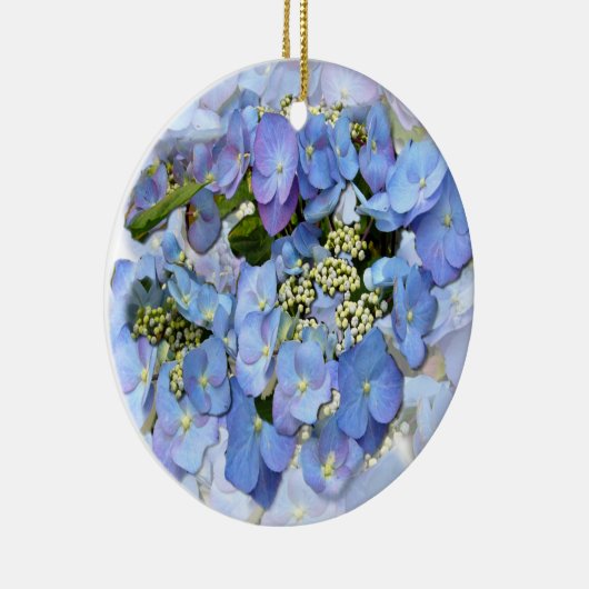 Delicate Blue Lacecap Hydrangea Keramisch Ornament (Rechts)