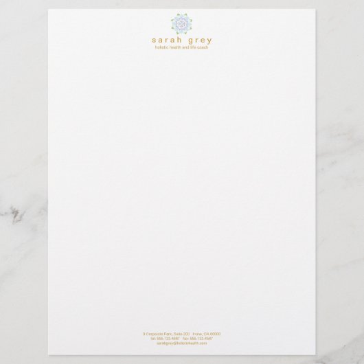 Delicate Blue Lotus Wellness en Health Letterhead Briefhoofd Ontwerp (Voorkant)
