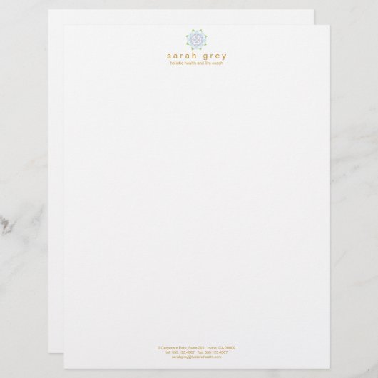 Delicate Blue Lotus Wellness en Health Letterhead Briefhoofd Ontwerp (Voorkant / Achterkant)
