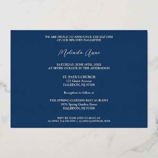 Delicate Blue & Red Shades Floral Botanical Posies Folie Uitnodiging (Achterkant)