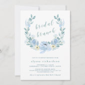 Delicate Blue | Waterverf Bloemen Bruids Brunch Kaart (Voorkant)