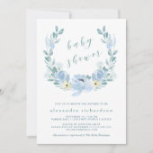 Delicate Blue | Waterverf Floral Baby shower Kaart (Voorkant)
