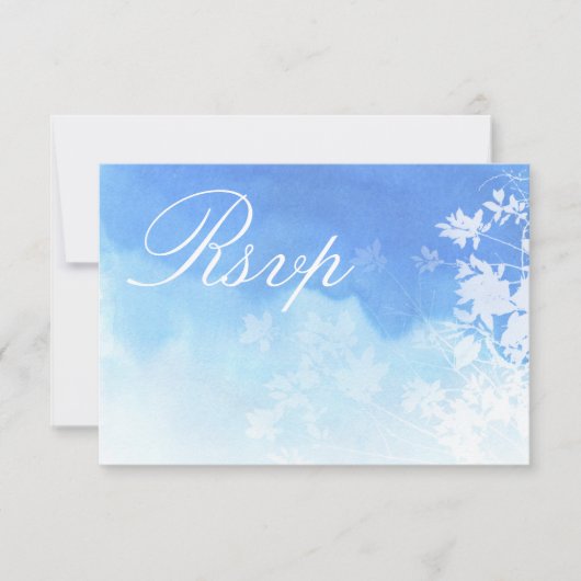 Delicate Blue Waterverf Foliage RSVP-kaart Save The Date (Voorkant)