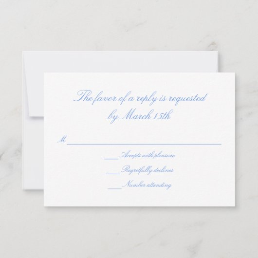 Delicate Blue Waterverf Foliage RSVP-kaart Save The Date (Achterkant)