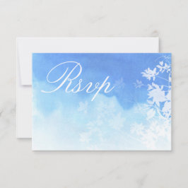 Delicate Blue Waterverf Foliage RSVP-kaart Save The Date