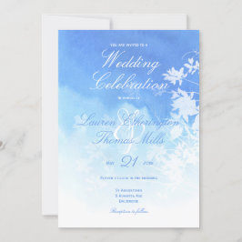 Delicate Blue Waterverf Wedding Kaart