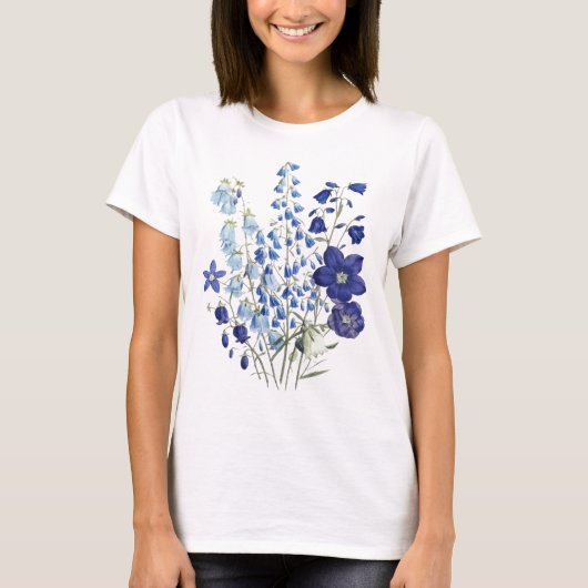 Delicate Blue Wildflower Botanical Sketch Women's T-shirt (Voorkant)