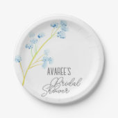 Delicate Blue Wildflower Vrijgezellenfeest Papieren Bordje (Voorkant)
