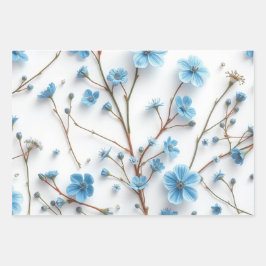 Delicate Blue Wildflowers Art Inpakpapier Vel