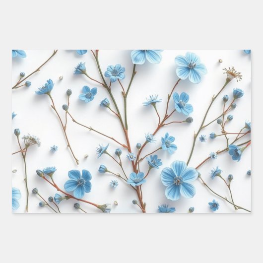 Delicate Blue Wildflowers Art Inpakpapier Vel (Voorkant 3)