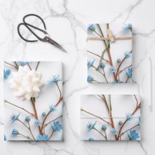 Delicate Blue Wildflowers Art Inpakpapier Vel