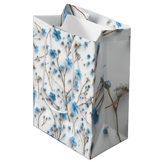 Delicate Blue Wildflowers Art Medium Cadeauzakje (Voorkant Gekanteld)