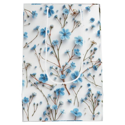 Delicate Blue Wildflowers Art Medium Cadeauzakje (Achterkant)