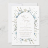 Delicate Blue Wildflowers Elopement Reception Kaart (Voorkant)