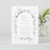 Delicate Blue Wildflowers Elopement Reception Kaart (Staand voorkant)