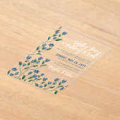 Delicate Blue Wildflowers Wedding Acryl Uitnodigingen (Laagn)