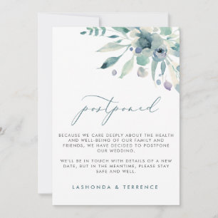 Delicate Blues Floral Wedding-uitstel Aankondiging