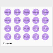 Delicate Blur Paarse Monogram Glans Ronde Sticker (Vel)
