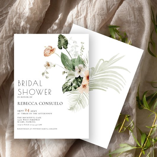 Delicate Blush Bloemrijke Groene Bruiloftsborrel  Kaart