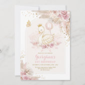 Delicate Blush Boho Swan Princess Girl Birthday Kaart (Voorkant)