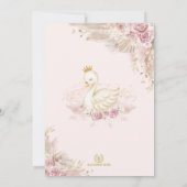 Delicate Blush Boho Swan Princess Girl Birthday Kaart (Achterkant)