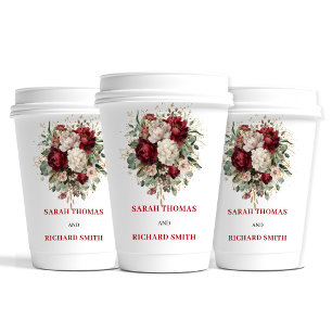 Delicate Blush Burgundy Bloemstuk Bruiloft Cups Papieren Bekers