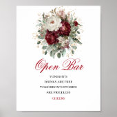 Delicate Blush Burgundy Open Bar Huwelijks Poster (Voorkant)
