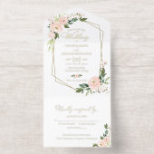 Delicate Blush  Floral Geometric Wedding  All In One Uitnodiging (Binnenkant)