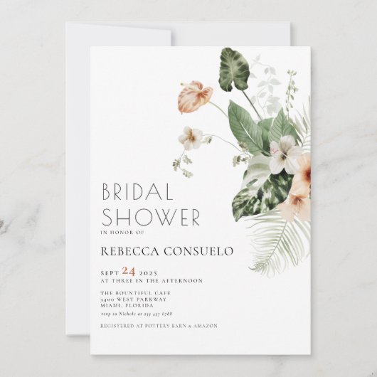 Delicate Blush Floral Greenery Vrijgezellenfeest Kaart (Voorkant)