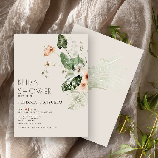 Delicate Blush Floral Greenery Vrijgezellenfeest Kaart