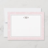 Delicate Blush Floral Monogrammed Notitiekaartje (Voorkant)