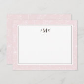 Delicate Blush Floral Monogrammed Notitiekaartje (Voorkant / Achterkant)