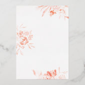 Delicate Blush Flower en Gold Bloom Wedding Folie Uitnodiging (Achterkant)