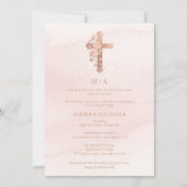 Delicate Blush Glitter Christian Cross Wedding Kaart (Voorkant)