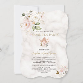 Delicate Blush Gold Floral Vrijgezellenfeest Tea P Kaart