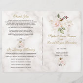 Delicate Blush Gold Flowers Marble Wedding Program (Voorkant)