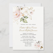 Delicate Blush Gold Flowers Monogram Weddenschap Kaart (Voorkant)